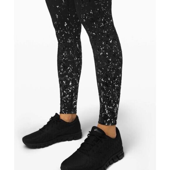 LULULEMON Special Edition Speed Wunder Tight 28" Speckle Shine Size 4 Deep Coal - Picture 5 of 10